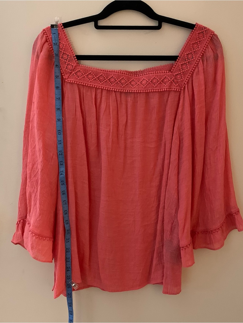 Women's Coral Peasant Top